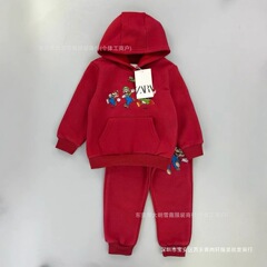 patpat2-6歳の子供の漫画ヨーロッパとアメリカの子供用薄いベルベットスウェットシャツセット2024男の子と女の子のフード付き2点セット