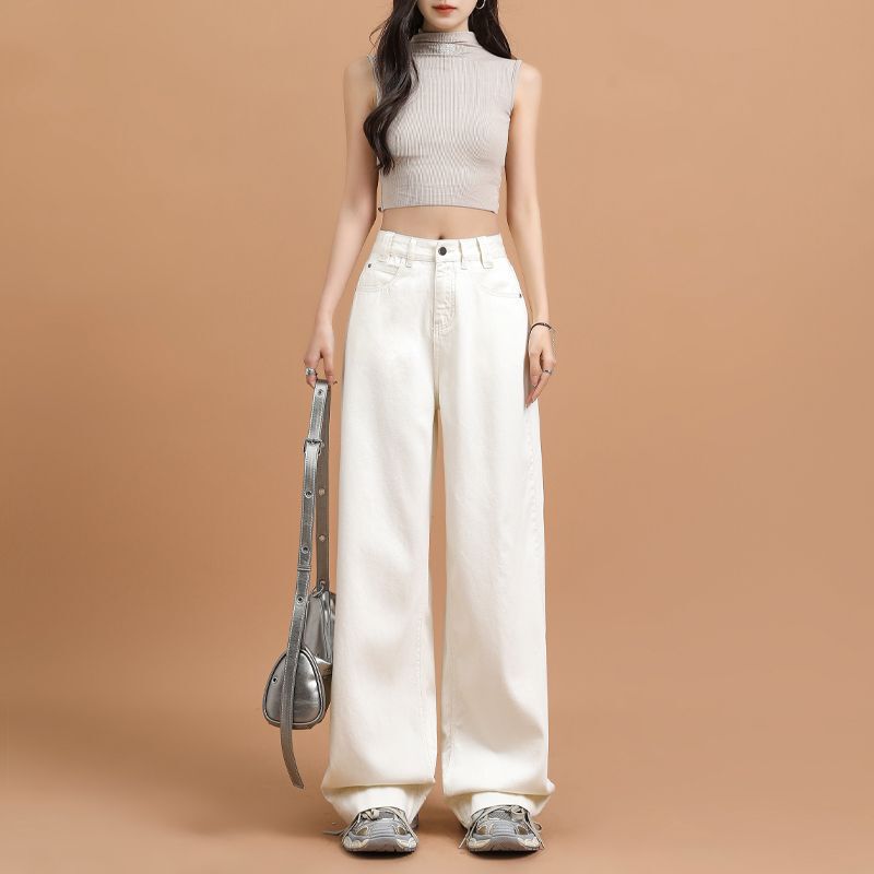 Milky Apricot Lyocell Wide-Leg Jeans for Women 25 Spring and Summer New Loose Slimming Look Draped Tencel Floor-Length Pants Milky Apricot Lyocell Wide-Leg Jeans for Women 25 Spring and Summer New Loose Slimming Look Draped Tencel Floor-Length Pants
