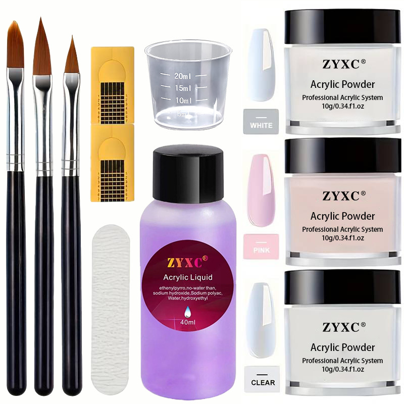 美甲水晶粉套装水晶甲指甲延长立体造型雕花粉 刷子 纸托手工