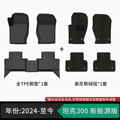 of eco-friendly material, car-grade standard, Modelə uyğun ayaqaltı - 24-present-model-tank-300-new-energy-version-tpe-floor-mats-menis-velvet-carpet