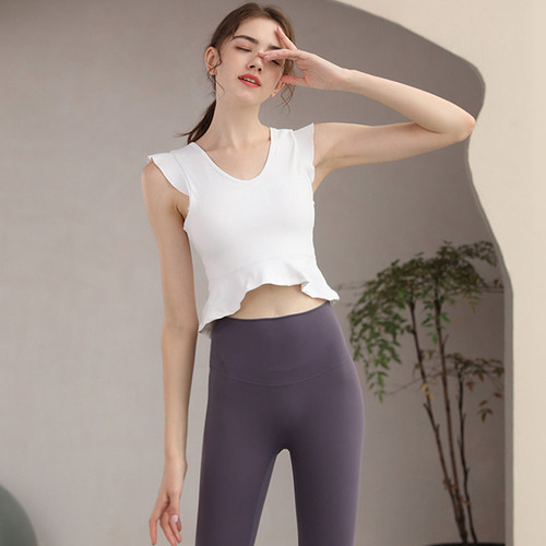 Yoga clothing top with chest pad for women summer thin professional sports high-end white fitness clothing fashionable summer vest