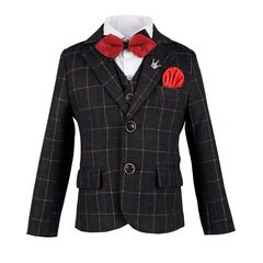 兒童西裝男童西裝套裝秋冬新款花童演出格子禮服蘿蔔唄唄工廠直發