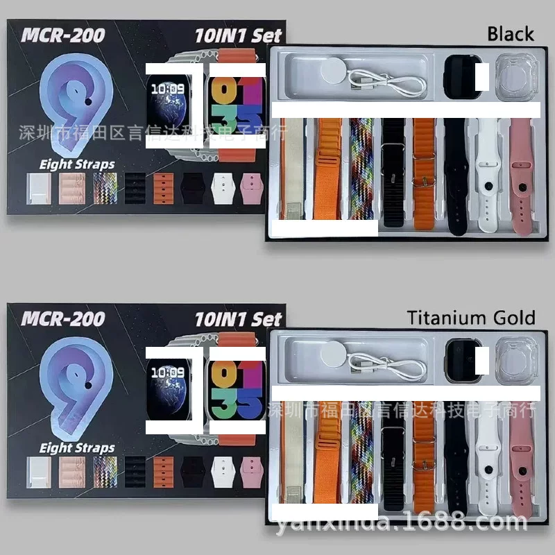 Умные часы MCR-200 с измерением пульса, счетчиком шагов, вызовом, здоровьем, Bluetooth, 10 в 1, 8 сменных ремешков