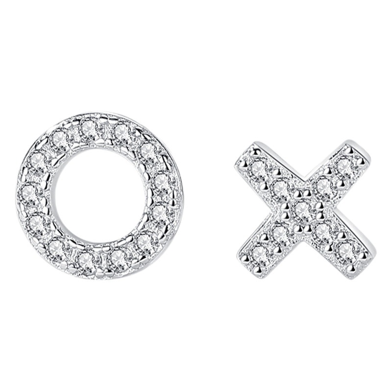 S925 plata esterlina O redondo pendientes en forma de X simple hembra dulce estilo coreano Micro incrustaciones ins japonés y coreano joyería de moda simple