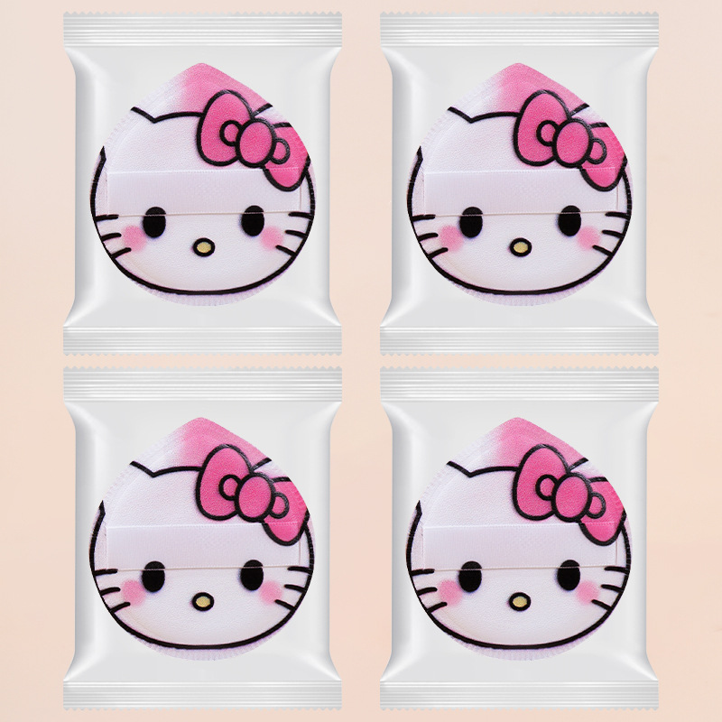 Venta al por mayor de nuevo estilo esponja de maquillaje lindo bocanada de KT super suave algodón de azúcar cojín de aire seco y húmedo de doble uso sin huevos de maquillaje en polvo