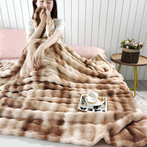 Rabbit Fleece Blanket Air Conditioner Blanket Gift Throw Pillow Bubble Fleece Cover Blanket Direct Sale Super Soft
