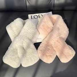 宇桐獭兔毛围脖女皮草编织双面围巾加厚保暖韩版新款毛领时尚百搭