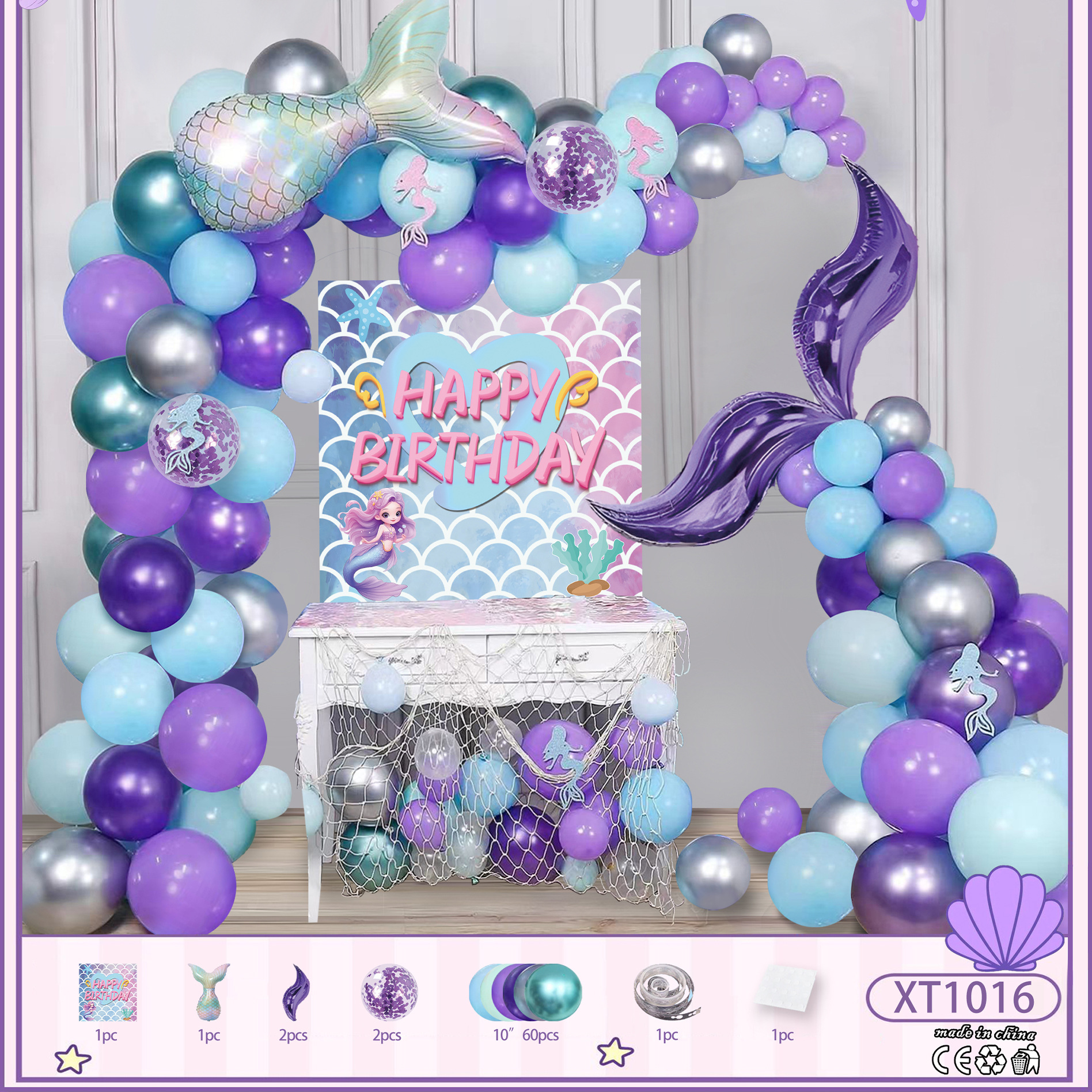 Fiesta de cumpleaños redonda escena diseño decorativo globo traje de juguete para niños globo de aluminio letras y números