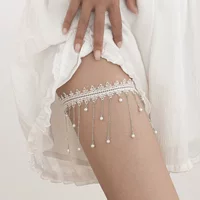 Pure Desire, белая кружевная эластичная лента с жемчужной кисточкой, цепочка на бедро, женская модная повседневная маленькая красная книга, ремешок на бедро