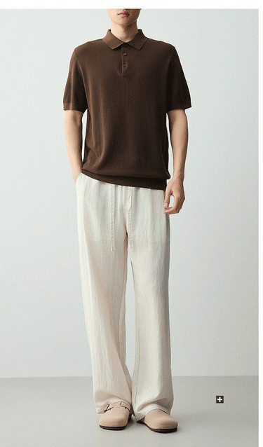 Áo polo nam tay ngắn chất liệu cotton pha tơ tằm phong cách cổ điển — đen chi tiết 16
