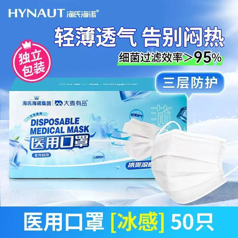 海氏海诺N95医用3D立体防护口罩一次性医疗无菌级防尘独立装