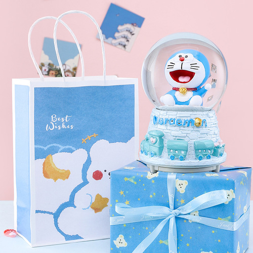 Back-to-School Lavender Bear Crystal Ball Music Box Eight-Note Box Creative Birthday Gift Resin Ornament Children's Gift