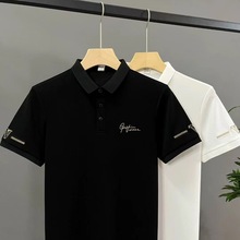 轻奢polo衫男短袖高端翻领t恤2025夏季新款男士潮牌简约半袖男装