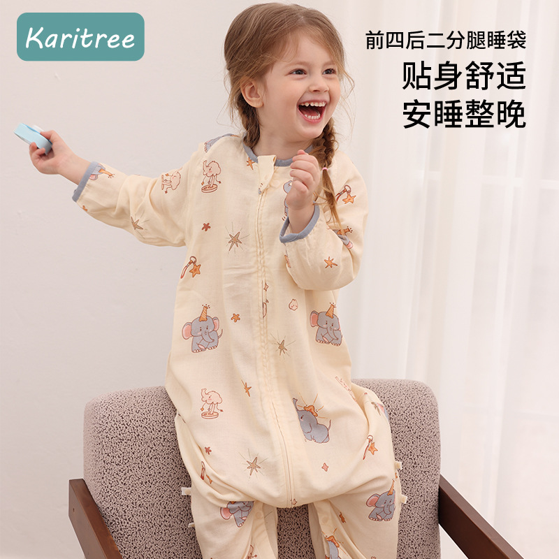 Baby sleeping bag with four front and three quarter sleeves