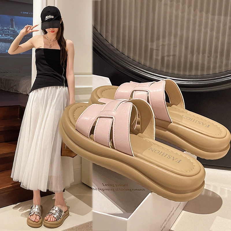 Слово трал красный новый противоскользящий дикий мягкий 2025 модный темперамент плоские тапочки женские летние носки