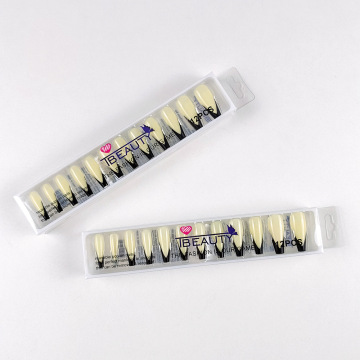 Parche de uñas postizas francés negro europeo y americano piezas de uñas para uñas 12 piezas de uñas portátiles superlargas en caja de plástico al por mayor nails