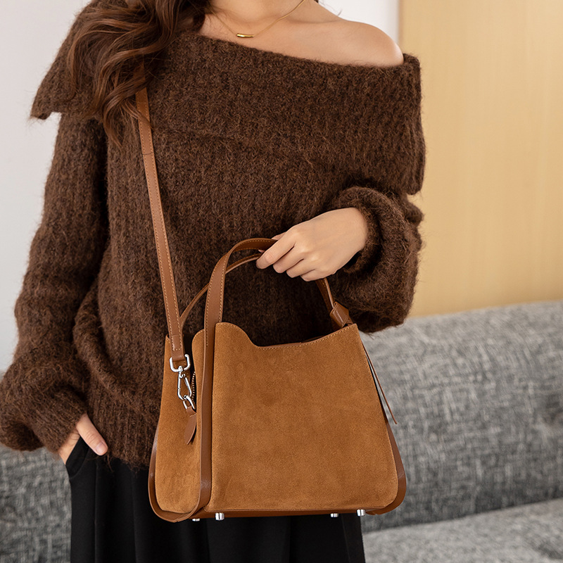 Borsa a secchiello vintage in scamosciato designer borsa a tracolla_voghion.com