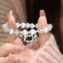 抖音同款kt猫爱心铃铛diy手链女手工串珠闺蜜手环送女友礼物学生