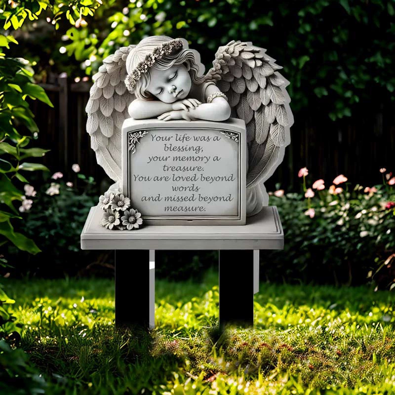 Ángel de Pascua transfronterizo lápida placa conmemorativa acrílico plano inserción artesanía jardín patio inserción decoración