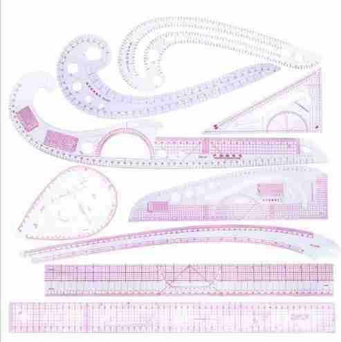 9件缝制法国曲线公制标尺测量缝纫裁缝裁缝工具放码尺套装服装尺
