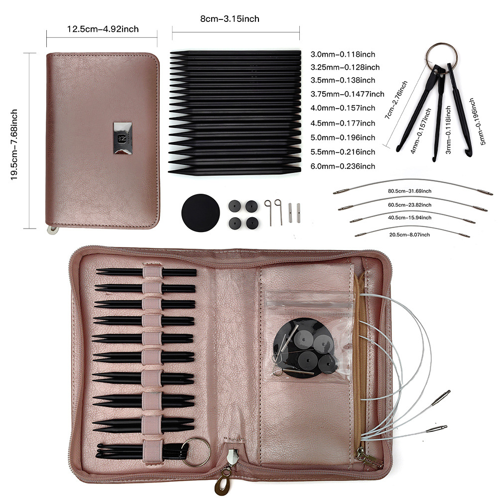 Herramientas de trenzado transfronterizas aguja de anillo desmontable aguja de anillo de alúmina negra 9 paquetes