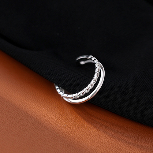 Double-layered ring for women, new trendy index finger ring, niche design ring