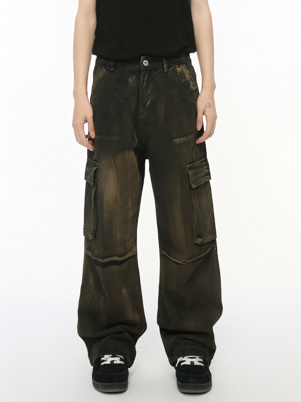 MTLCLOTHES Hombres| 2024 otoño nuevos productos retro calle de bolsillos para hacer viejos jeans de estilo de moda