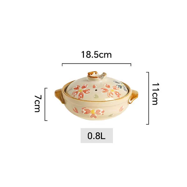 Stoneware colorful cherry blossoms 800ml (for 1 person) comes with pot holder