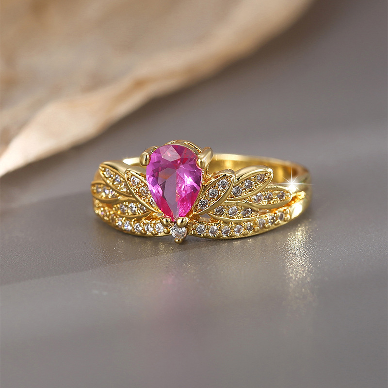 Holiday, Shopping Occasion Copper Material Lady Water Droplets Copper Plating Inlay Zircon Rings