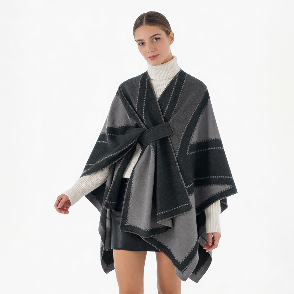 2025 otoño y invierno nuevo estilo coreano simple color combinado doble cara mantel caliente engrosado bufandas de cachemir para mujeres