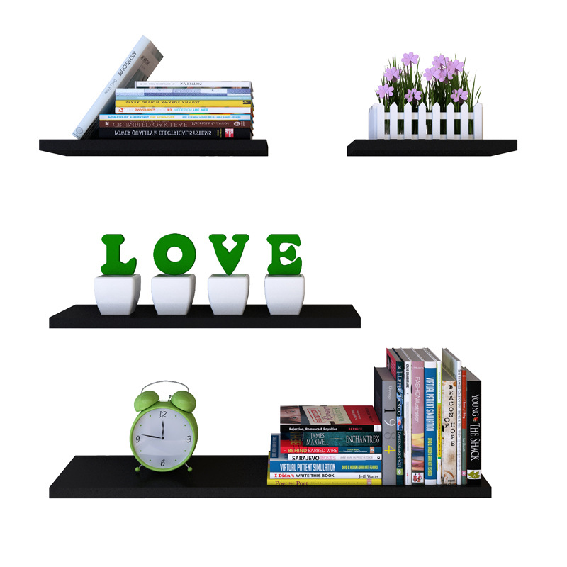 Wooden board one-word partition wall partition rack set-top box shelf wardrobe shelf rectangular wall shelf 