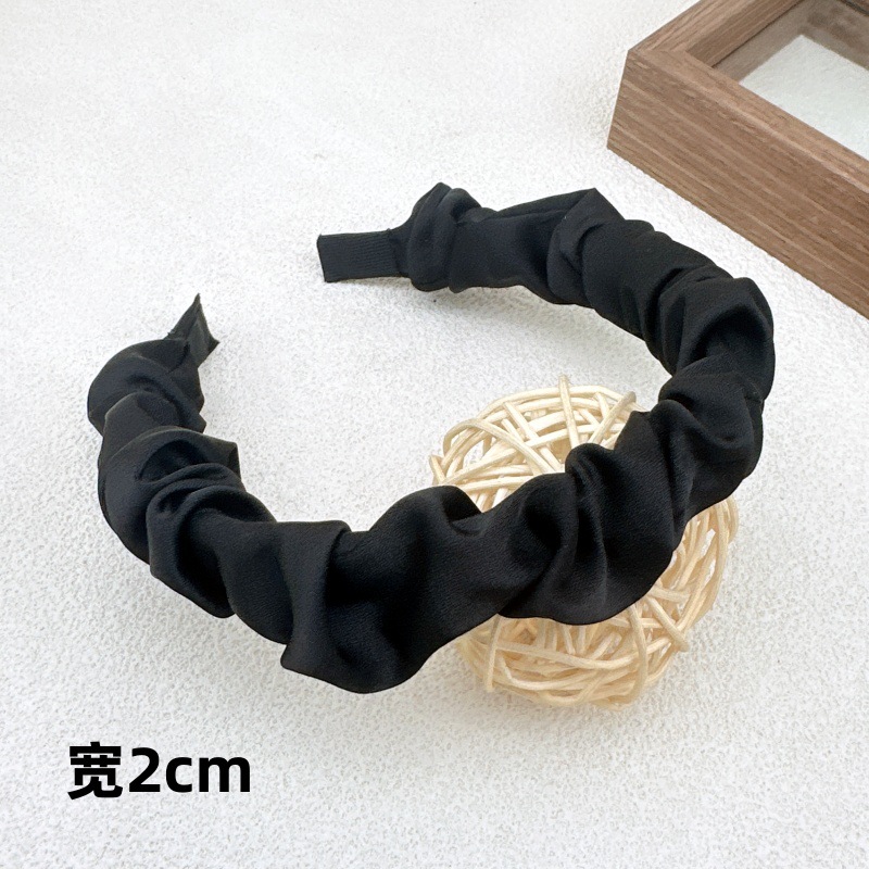 Alta cráneo superior negro plisado diadema horquilla de las mujeres lavado facial banda de pelo borde ancho versátil 2023 Internet celebridad nueva diadema