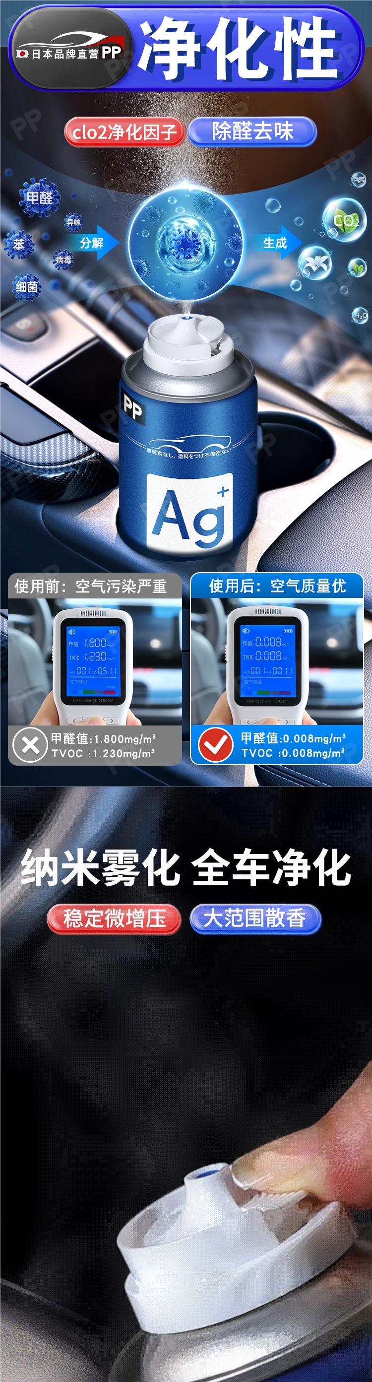 Car Odor Removal Air Conditioner Anti-Bacterial Car Deodorant Car Air Freshener Deodorizing Artifact Disinfection Spray