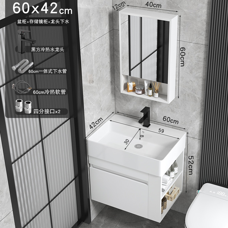 Cajón tipo pared tipo casa pequeña almacenado lateral gabinete de baño cerámica todo en un lavabo gabinete combinación lavabo de cara lavabo