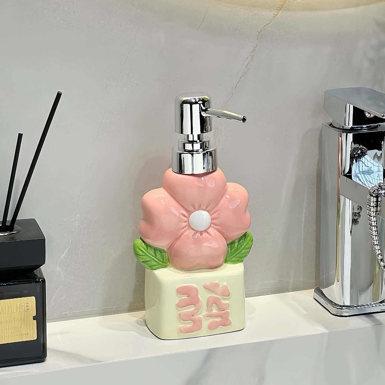 轻奢高颜值有钱花陶瓷洗手液瓶子卫生间沐浴露洗衣液按压瓶分装瓶