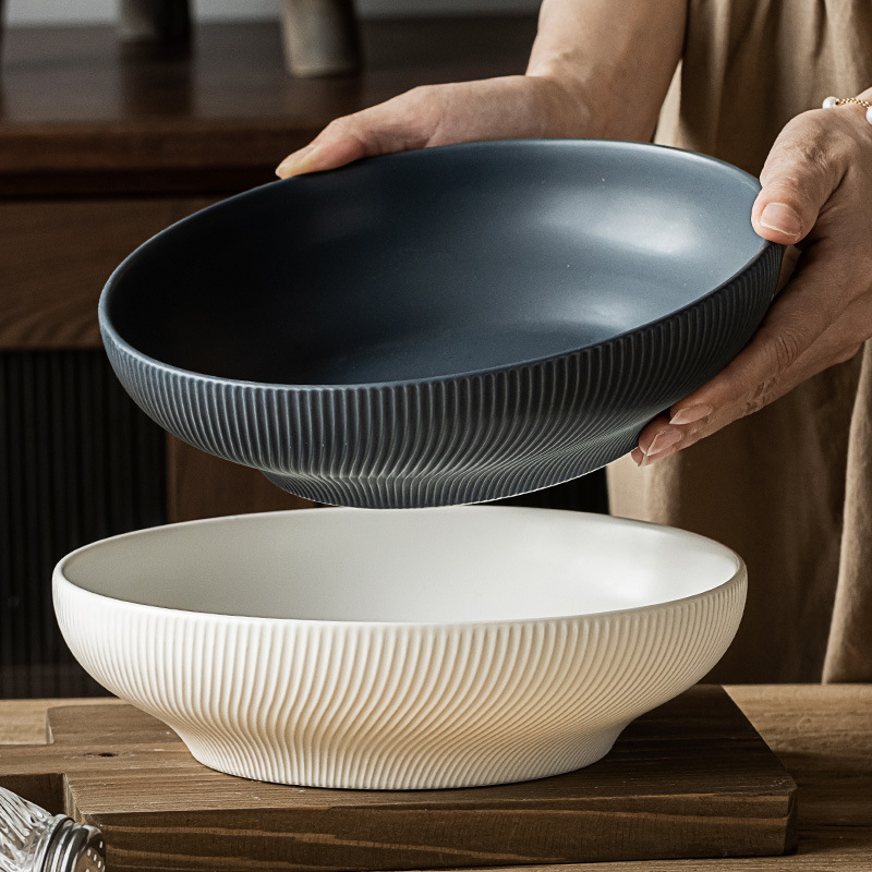 Fulan serie placa profunda estilo nórdico ins estilo exquisito color sólido plato de sopa de cerámica plato de ensalada plato doméstico ligeramente defecto