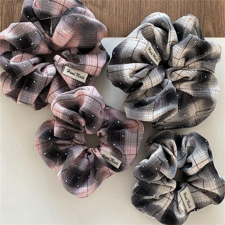 Hair Tie Hair Accessories Type Rhinestones Inlay Material Gradient Fabric Large Bow Hairband Mesh Rhinestone Large Low Bun Simple Hairband Accessory