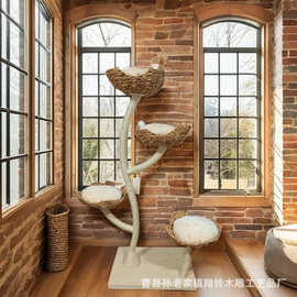 跨境树干形状猫窝一体式猫抓柱猫树宠物别墅猫跳台落地大型猫爬架