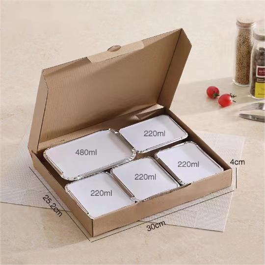 一次性牛排外卖打包盒锡纸快餐四格五格高档便当盒餐盒飞机盒