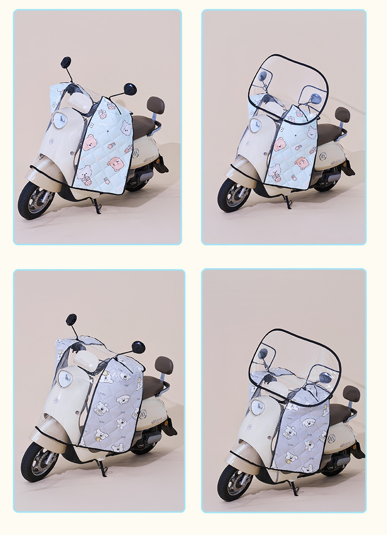 Surface Pvc Covered Electric Vehicle Motorcycle Riding Front Windshield Rainproof Thickeneded Warm Cloak Quilt
