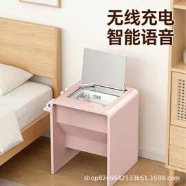 跨境韩式智能美妆台无线充电语音储物卧室梳妆台粉色小型梳妆台