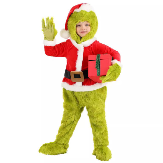 230000 Holy Festival Explosions Green Hair Monster Grinch cos Suit Santa Claus with Woolen Pants Suit Play Costume Batch