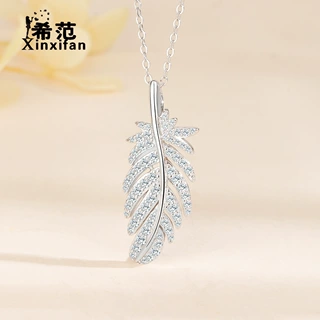 s925纯银镶钻大羽毛项链女时尚欧美个性天使之羽吊坠锁骨链百搭