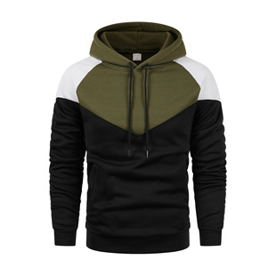2024 cross-border Amazon new European and American men's color matching color stitching fashion sweater men's casual sportswear