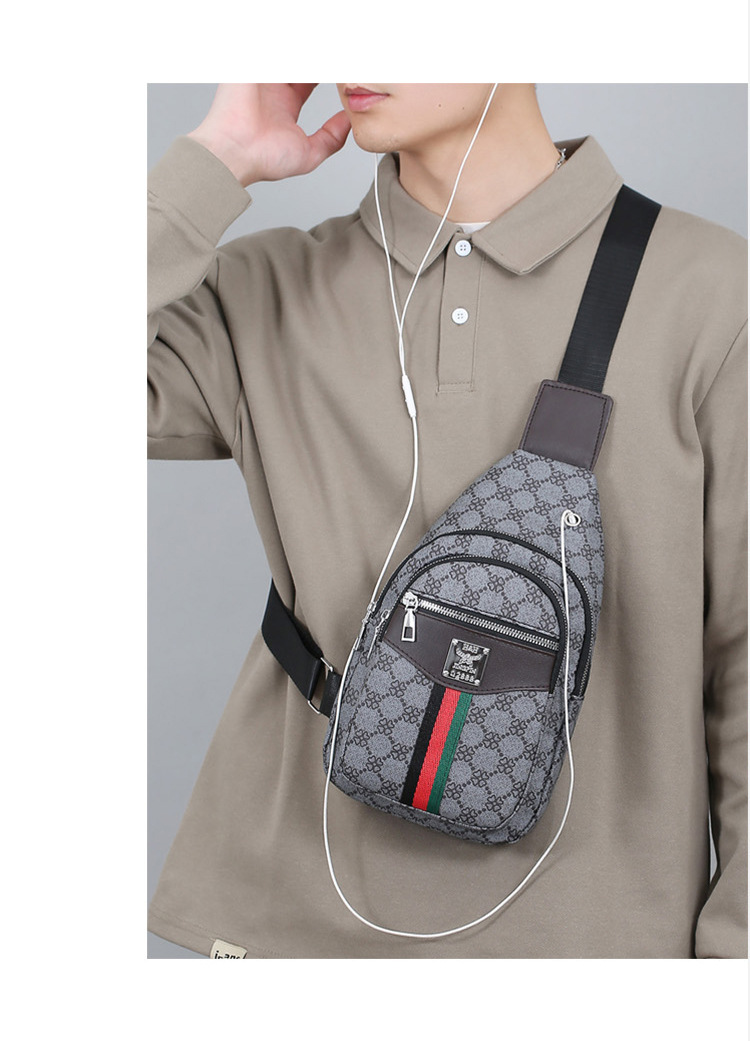 Cross-border chest bag, men's crossbody bag, travel shoulder bag, large-capacity leather bag, sports small backpack, multi-functional men's bag undefined