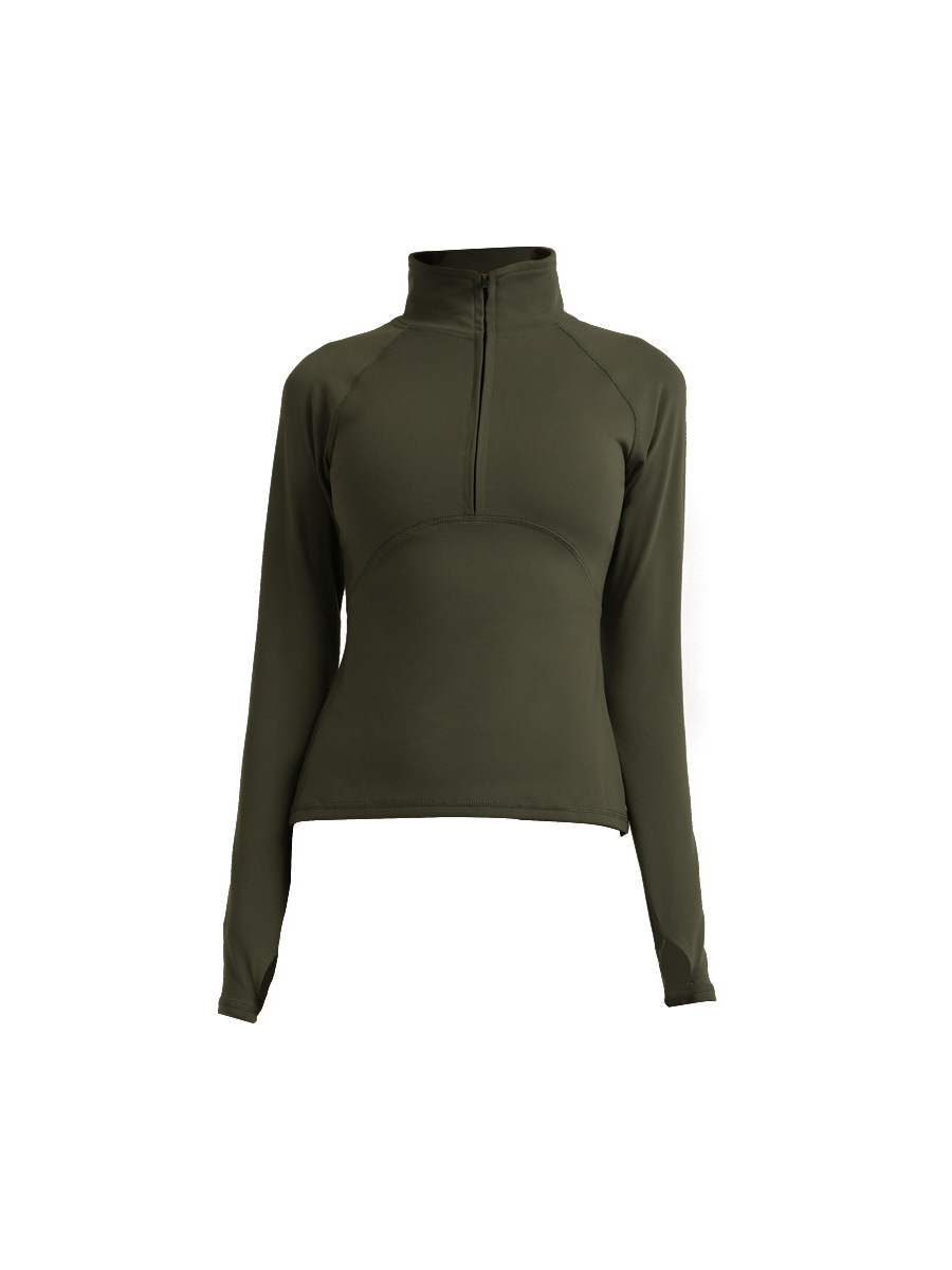 Ropa de entrenamiento de secado rápido transfronteriza europea y americana de primavera y otoño corriendo de manga larga chaqueta superior de yoga media cremallera blusa deportiva para mujeres