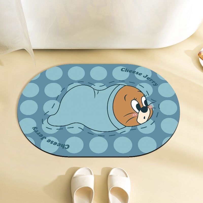 Baño doméstico absorción de agua almohadilla de pies de dibujos animados de forma especial almohadilla de suelo de barro de diatomeas secado rápido se puede cortar almohadilla de pies de puerta de baño