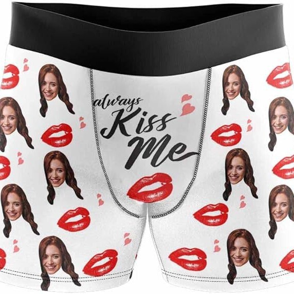 Cross-Border Men's Underwear Customization Pod One-Piece Dropshipping Avatar Face Template Customization Flexible Picture-Set Boxer Briefs