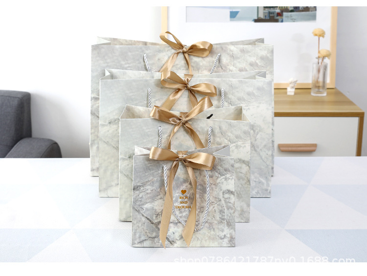 Cross-Border Manufacturers Wholesale In-Stock Marble-Patterned Handbags, Clothing Bags, Gift Bags, and Takeaway Paper Bags