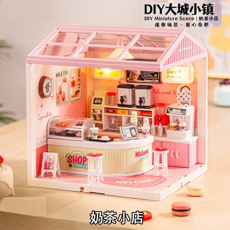 DIY Cottage ensamblado a mano mini casa cocina dormitorio miniature estereoscopic bloques juguetes regalos para chicas